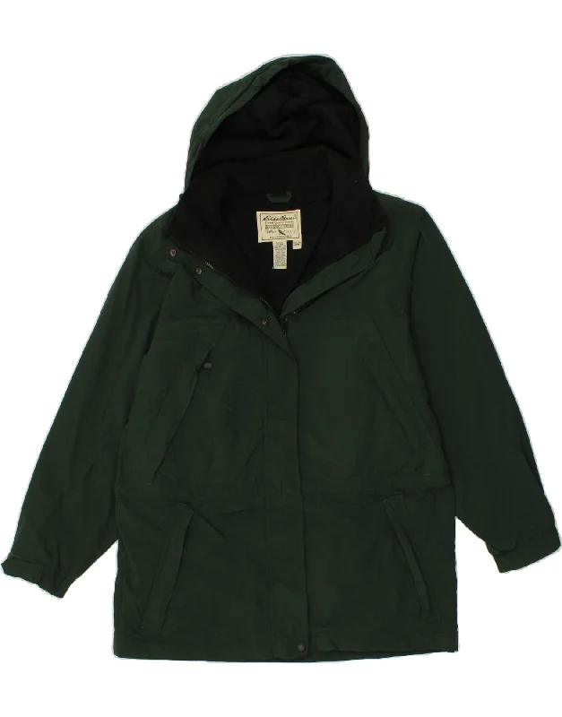 Women's Quilted CoatsEDDIE BAUER Womens Hooded Windbreaker Jacket UK 14 Medium Green Polyester