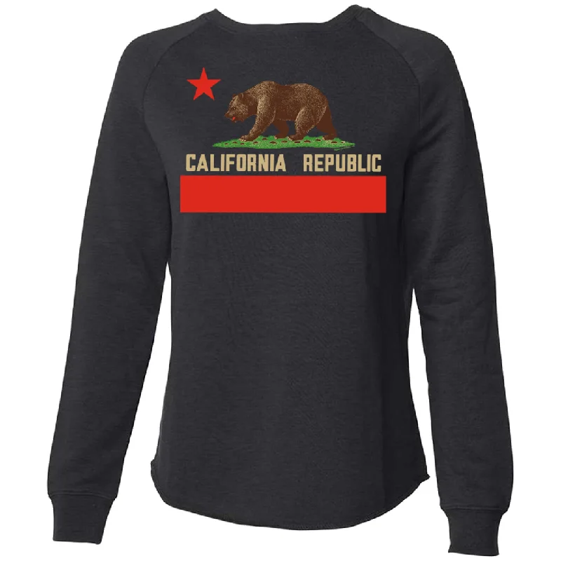 Women's Hooded Sweatshirts with Houndstooth LiningDon Pimentel California Republic Bear Flag Super Soft Crewneck Sweater