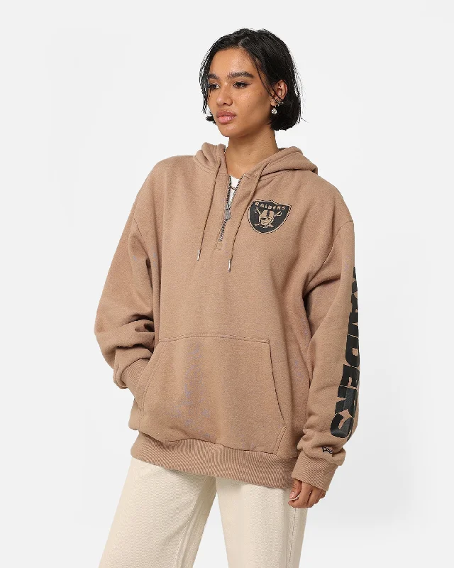 Women's Hooded Zip-Up SweatshirtsNew Era Las Vegas Raiders Quarter Zip Sleeve Script Hoodie Khaki/Black