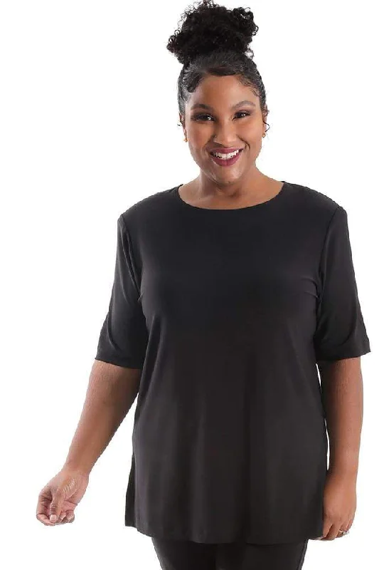 Women's Bootcut PantsVikki Vi Jersey Black Short Sleeve Tunic