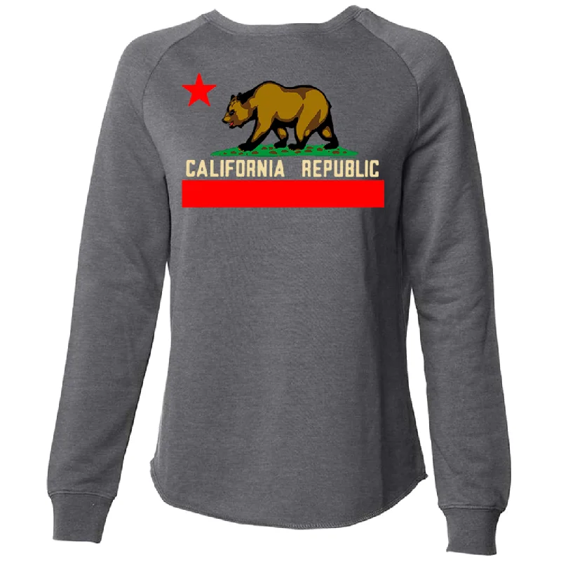 Women's Hooded Sweatshirts with Brocade LiningCalifornia Republic Borderless Bear Flag Super Soft Crewneck Sweater