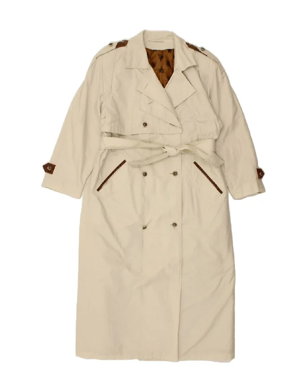 Women's Quilted CoatsST MICHAEL Womens Double Breasted Overcoat EU 40 Medium Beige Nylon