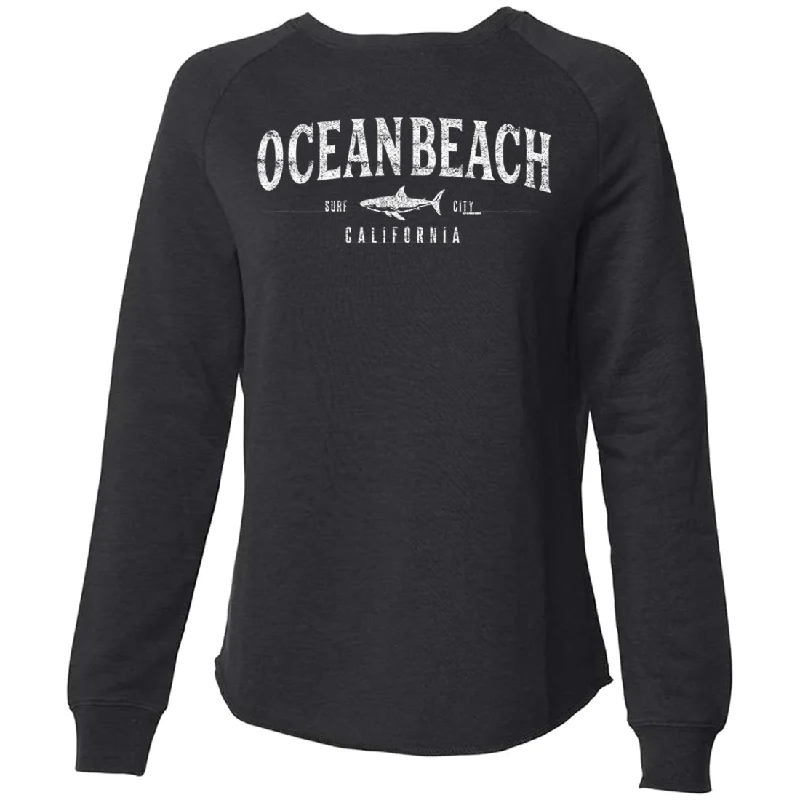 Women's Hooded Sweatshirts with Plaid LiningOcean Beach California Super Soft Crewneck Sweater