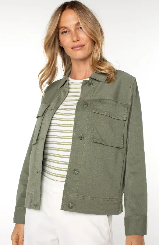 Women's Jodhpurs with Keyhole NeckBUTTON FRONT CARGO JACKET