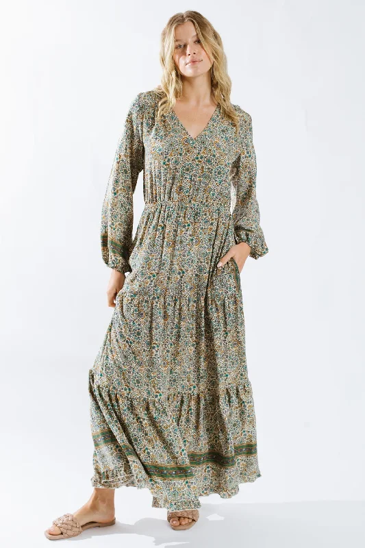 Women's Sweetheart-Neck DressesMoulika L/S Maxi Dress