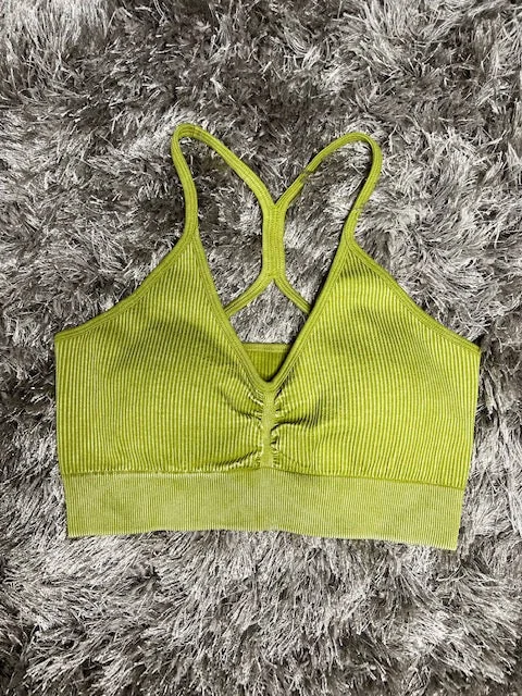 high-support sports bras for basketballGrass Green Spaghetti Bra