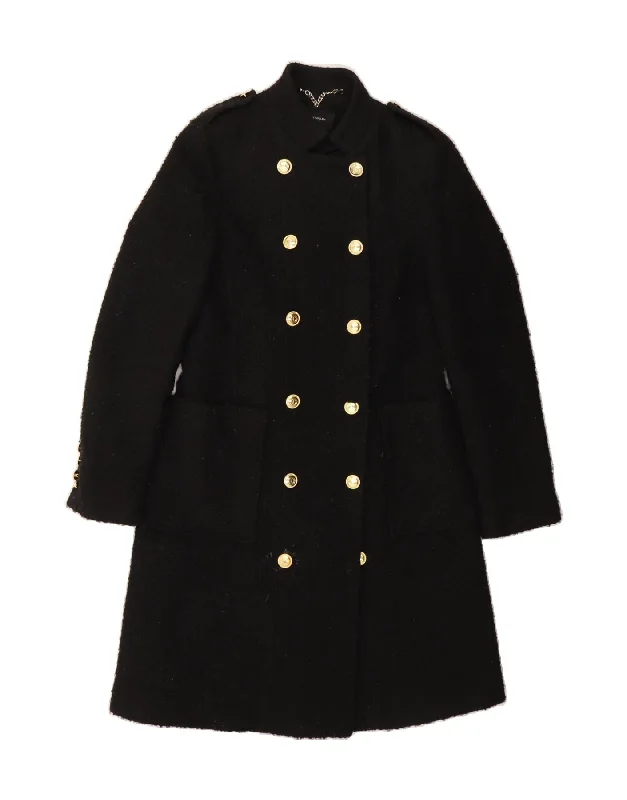 Women's Duffle CoatsKAREN MILLEN Womens Double Breasted Coat UK 8 Small Black Acrylic