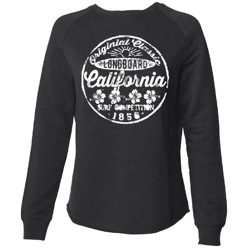 Women's Hooded Sweatshirts with Ombre LiningCalifornia Classic Surf Competition Super Soft Crewneck Sweater