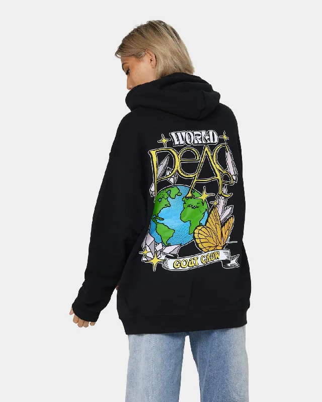 Women's Hooded Sweatshirts with Tweed LiningGoat Crew World Peace Hoodie Black