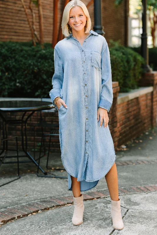 Women's Shirt Collar DressesBest Of Both Medium Wash Denim Midi Dress