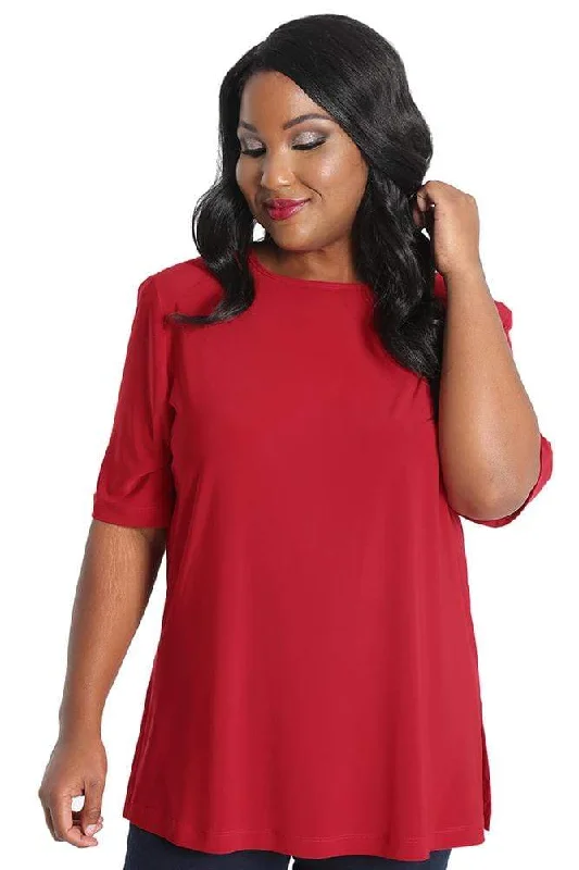 Women's Jodhpurs with Peter Pan CollarVikki Vi Jersey Red Short Sleeve Tunic