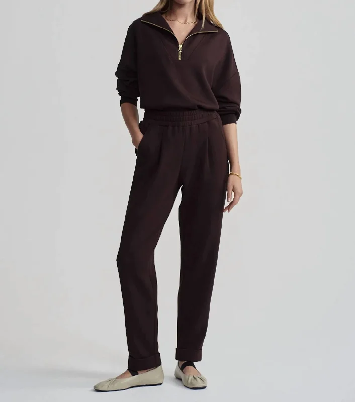 Women's Jodhpurs with Wide CollarRolled Cuff Pant In Coffee Bean