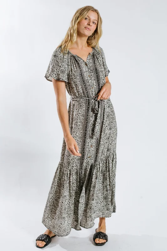 Women's Shawl Collar DressesMoulika Belted Maxi Dress