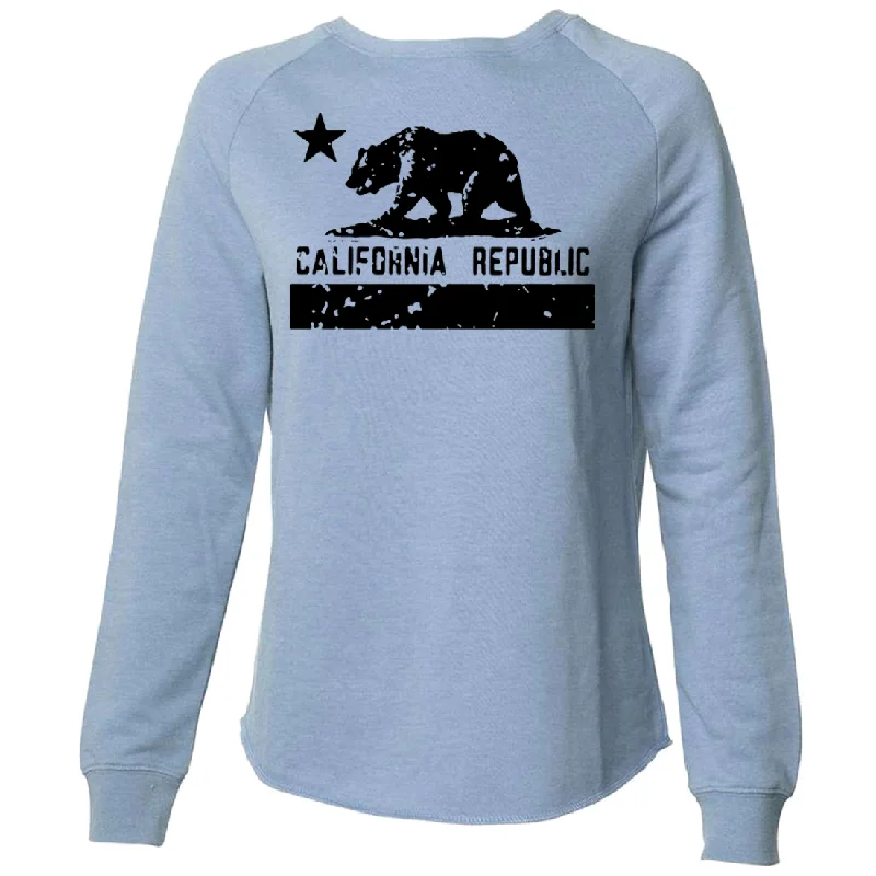 Women's Hooded Sweatshirts with PocketsCalifornia Flag Black Print Silhouette Super Soft Crewneck Sweater