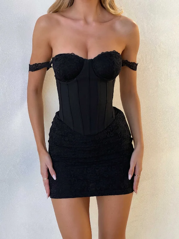 Women's V-Neck DressesZANA MINI DRESS BLACK