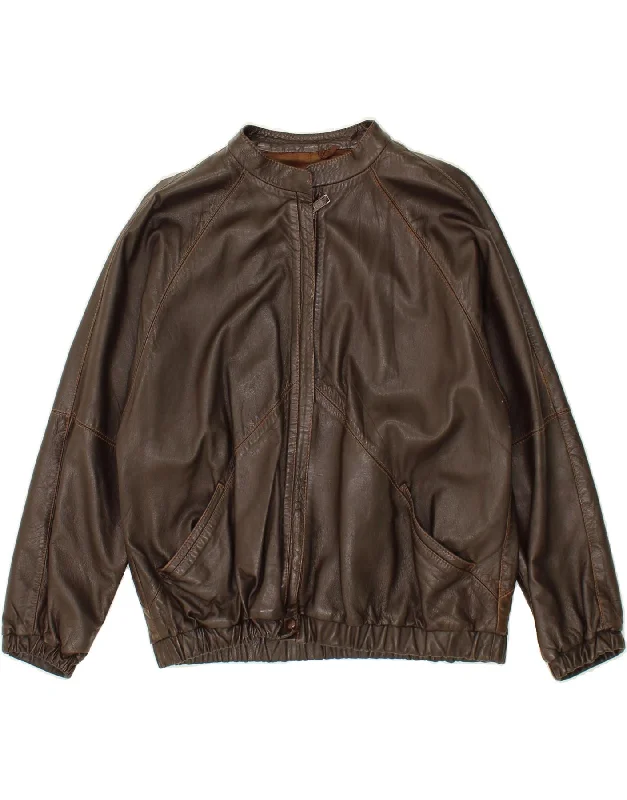 Women's Zip-Up CoatsVINTAGE Womens Leather Jacket UK 16 Large Brown