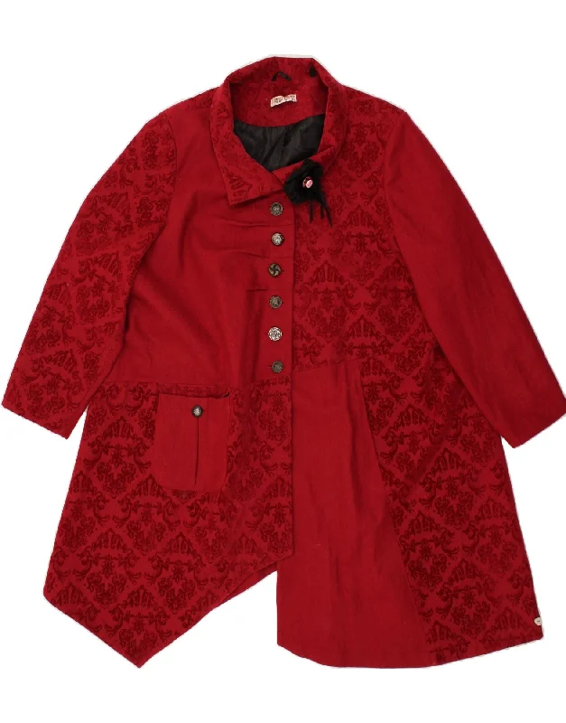 Women's Coats with ZipperJOE BROWNS Womens Asymetric Oversized Overcoat UK 22 3XL Red Patchwork