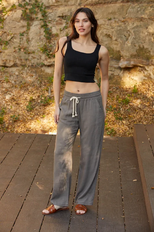 Women's Jodhpurs with Shawl CollarHigh Waist Relaxed Lounge Beach Pants - Grey