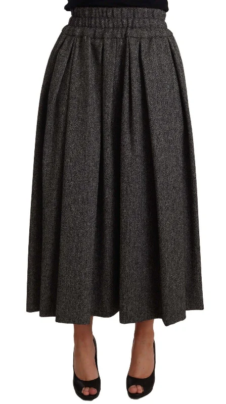 Women's Peter Pan Collar SkirtsDolce & Gabbana Elegant A-Line Midi Wool Skirt in  Women's Zigzag