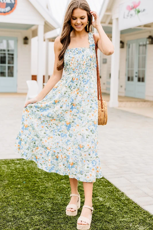 Women's Sweetheart-Neck DressesPositive Outlooks Blue Floral Midi Dress