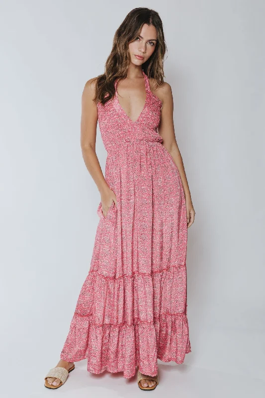 Women's Shawl Collar DressesAarya Halter Maxi Dress