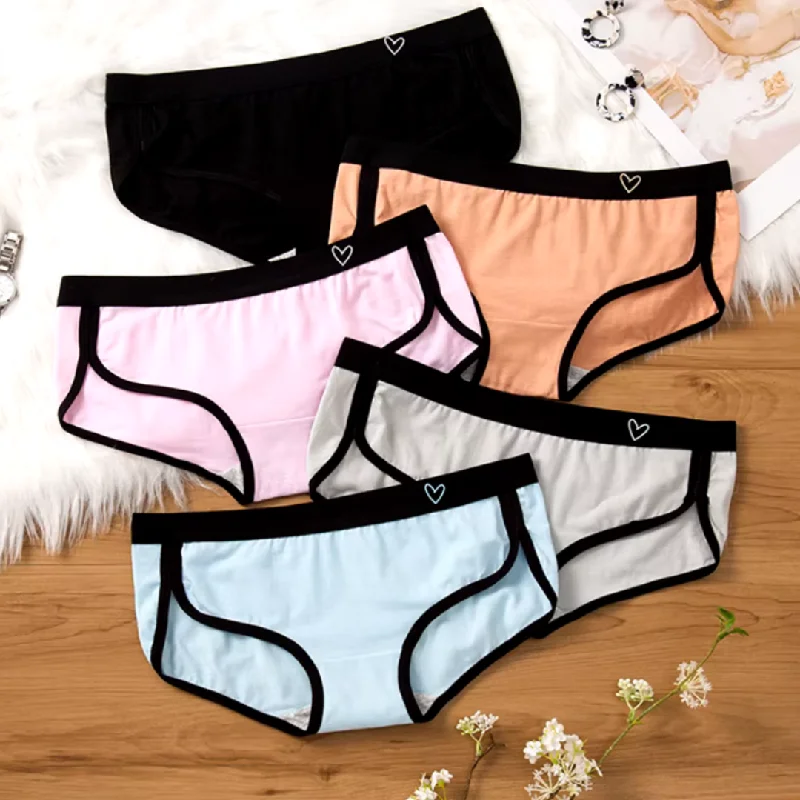 eco-friendly bamboo fiber lingerie3 Pcs/ Cotton Boyshorts with Heart