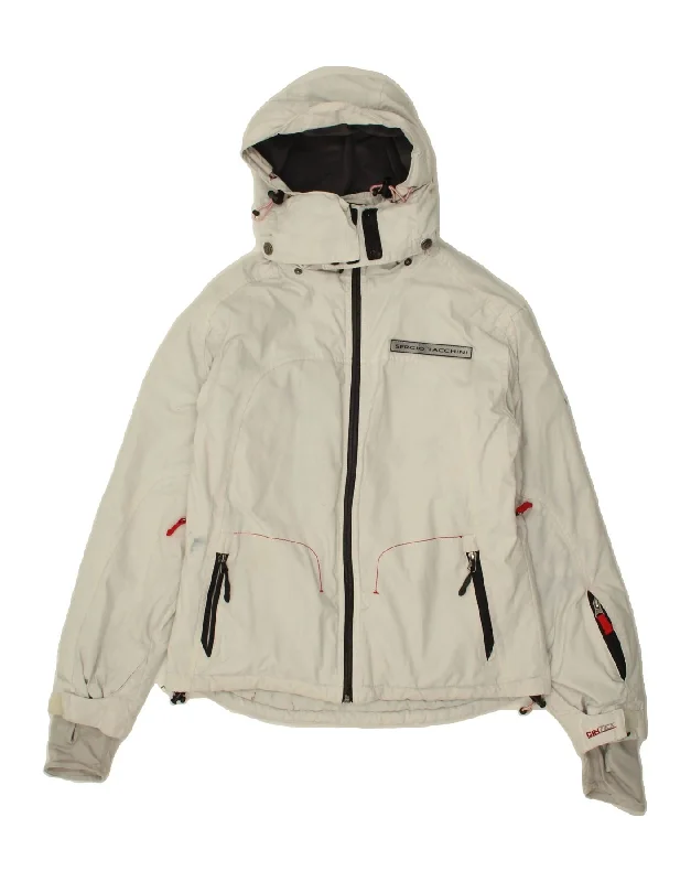 Women's Coats with Fur Trimmed PocketsSERGIO TACCHINI Womens Hooded Windbreaker Jacket UK 10 Small Off White