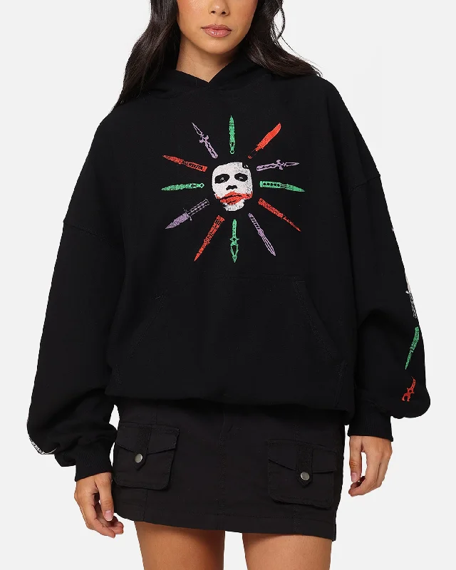 Women's Hooded Sweatshirts with Kangaroo PocketsAmerican Thrift X DC Batman The Joker Scars Premium Hoodie Black