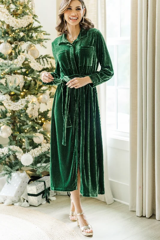 Women's Turtleneck DressesHow To Love Emerald Green Velvet Midi Dress