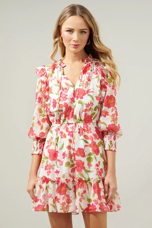 Women's Sweetheart-Back DressesBelle Anse Floral Idra Ruffle Chiffon Dress