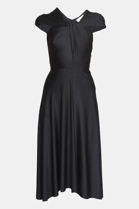 Women's Shift DressesCap Sleeve Draped Dress in Black