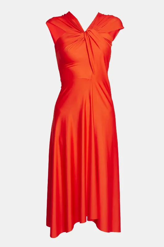 Women's Pencil DressesCap Sleeve Draped Dress in Red