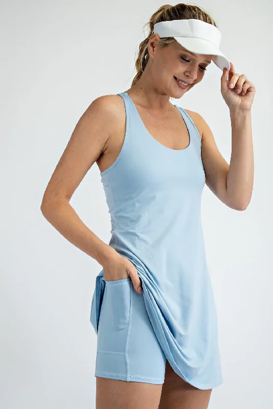 Women's Peter Pan Collar DressesLight Blue Tennis Romper Dress