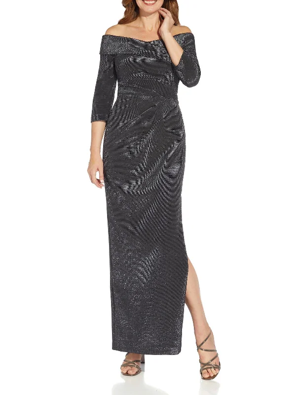 Women's Peter Pan Collar DressesWomens Metallic Column Evening Dress