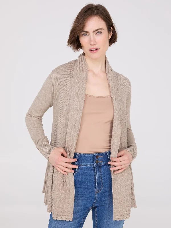 Women's Blouse with Wide CollarMulti Stitch Shawl Collar Duster Cardigan