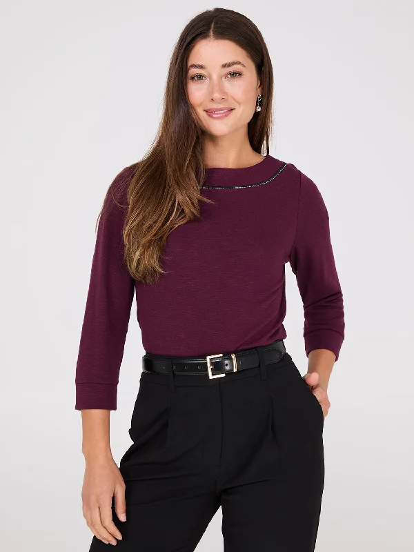 Women's Blouse with Peter3/4 Sleeve Boat Neck Top